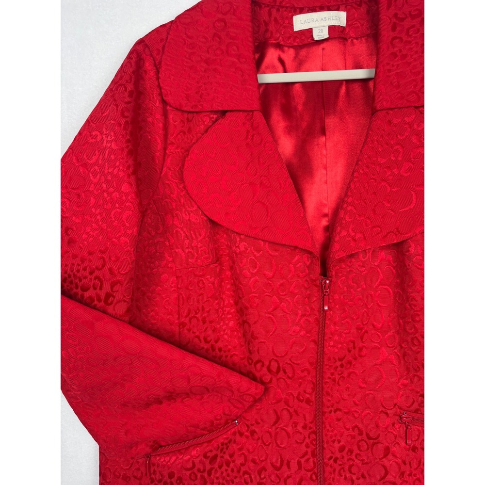 Laura Ashley Jacket Womens 2X Zip Front Animal Print Jacquard Collared